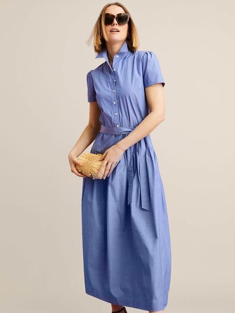 French_Blue Solid Makenna Dress | Women's Dresses | J.McLaughlin Classic Dresses For Women, Sg Style, Wardrobe Challenge, Summer Calendar, Classic Dresses, French Dress, Boho Aesthetic, J Mclaughlin, Poplin Dress