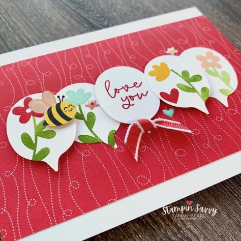 BEE MY VALENTINE Card - Sweet & Simple! Bee Valentines Cards, Bee My Valentine, Valentine Card Crafts, Bee Mine Valentine, Bee Valentine, Valentine Stamps, Bee Cards, Bee Mine, Hello Cards