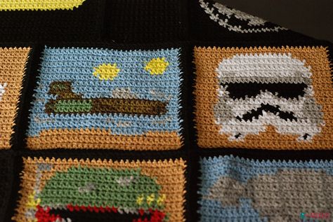 Star Wars crochet blanket : free charts and explanations ! | LandspeederAhookamigurumi Star Wars Crochet Blanket, Crochet Starwars, Starwars Crochet, Star Wars Blanket Crochet, Star Wars Graphgan Crochet, Crochet Blanket Star Wars, Star Wars Blanket Pattern, C2c Star Wars Blanket Pattern, Star Wars Knitted Blanket