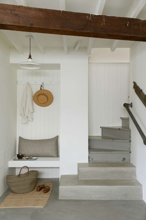 Photo 13 of 19 in Before & After: A Gloomy San Francisco Garage Is Retooled as a Charming English Cottage - Dwell Ikea Shelving Unit, Sports Equipment Storage, The Sea Ranch, San Francisco Interiors, Metal Handrails, Stair Cases, Garage Renovation, Ikea Finds, Open Bookshelves