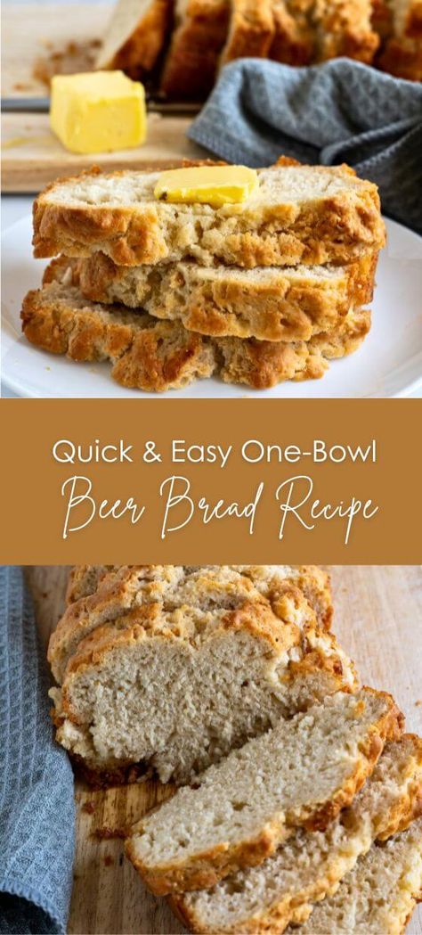 Quick & Easy One-Bowl Beer Bread Recipe Beer Batter Bread Recipe, Beer Desserts, Batter Bread, Beer Dessert, Art Bread, Beer Bread Easy, Savory Breads, Beer Bread Recipe, Artisan Breads