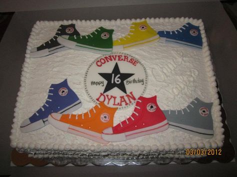 Converse Chuck Taylor Cake Converse Cake Ideas, Converse Theme Party, Taylor Cake, Converse Cake, Piping Ideas, School Dance Ideas, Cake Varieties, Bnai Mitzvah, Chanel Birthday