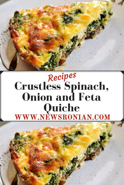 Quiche Recipes Healthy, Crustless Spinach Quiche, Quiche Recipes Crustless, Vegetable Quiche Recipes, Feta Quiche, Spinach Quiche Recipes, Breakfast Quiche Recipes, Quiche Recipes Easy, Spinach Quiche