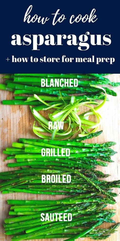 How to cook asparagus- showing you five ways to enjoy everyone's favorite spring vegetable! Plus how to store asparagus for meal prep, and recipe ideas to use it in. #sweetpeasandsaffron via @sweetpeasaffron Asparagus Ideas, Asparagus On The Stove, How To Store Asparagus, Fodmap Meals, Cook Asparagus, Low Calorie Vegetables, Curry Shrimp, How To Cook Asparagus, Fast Recipes