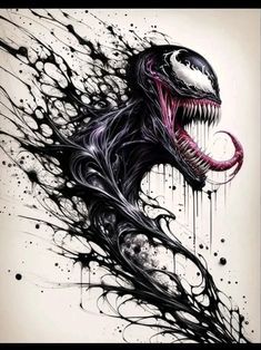 Venom And Carnage Wallpaper, Venom Mouth Tattoo, Venom Back Tattoo, Spawn Tattoo Design, Symbiote Tattoo, Venom Tattoo Design, Carnage Tattoo, Venom Tattoo Ideas, Venom Tattoos