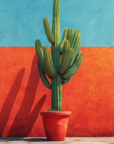 Cactus Facts, Cactus Aesthetic, Indoor Cactus Plants, Courtyard Plants, Inspiration Sketchbook, Pool Wall, Wall Colours, Potted Cactus, Cactus Drawing