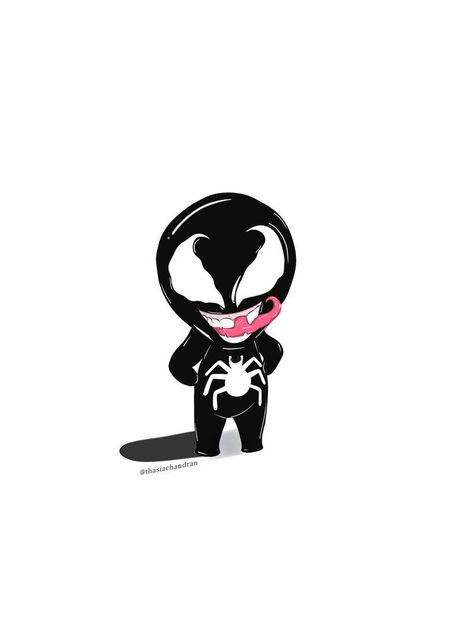 Venom Cartoon Drawing, Cute Venom Art, Cute Venom, Venom Sticker, Venom Cartoon, Venom Party, Venom Drawing, Venom Pictures, Venom Tattoo