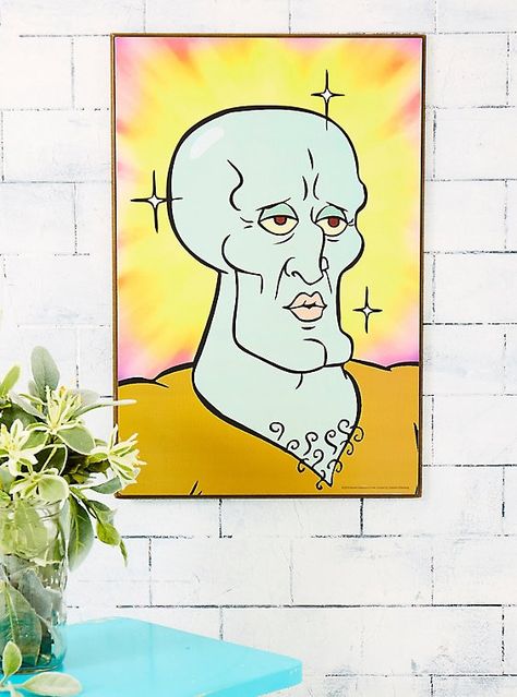 Spongebob And Squidward, Squidward Art, Character Paintings, Handsome Squidward, Drawing Grid, Spongebob Meme, Spongebob Drawings, Funny Art History, Spongebob Painting