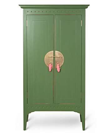 Green Armoire, Green Wardrobe, White Armoire, London Bedroom, Victorian Boho, Green Furniture, Wardrobe Furniture, Moroccan Tile, Vintage Wardrobe