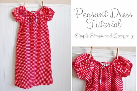 A Peasant Dress Tutorial - Simple Simon and Company Peasant Dress Tutorial, Peasant Dress Pattern, Peasant Dress Patterns, Wendy Dress, Nightgown Pattern, Dress Tutorial, Sewing Kids Clothes, Baby Dress Patterns, Dress Tutorials