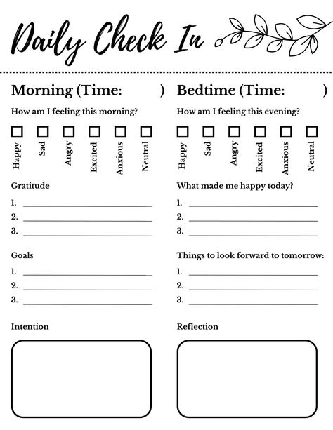 Keep track of your daily moods, goals, and intentions with this beautiful Canva template! Print and use for yourself, your students, your patients, and more! Daily Check In, Therapist Tools, Weekly Reset, Behavior Tracker, Goals And Intentions, Emotion Chart, Bujo Layout, Ipad Essentials, Dialectical Behavior Therapy