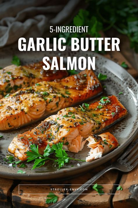 Create a simple and flavorful garlic butter salmon dish with just 5 ingredients. Perfect for quick and easy dinners. Click to get the full recipe and enjoy a delicious meal tonight! Garlic Butter Salmon Air Fryer, Easy Air Fryer Salmon Recipes, Air Fryer Salmon Filet, Salmon Recipes Air Fryer, Salmon Air Fryer Recipes, Air Fryer Salmon Recipes, Seafood Main Course, Salmon Rub, Air Fryer Recipes Salmon