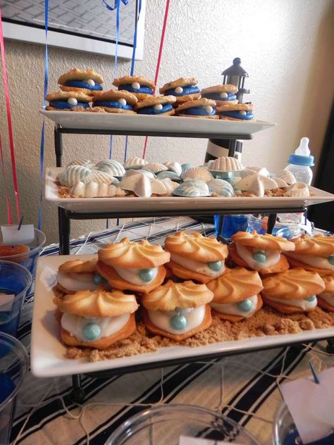 Nautical Themed Baby Shower Boy, Beach Boy Baby Shower Theme, Ahoy Its A Boy Baby Shower Ideas, Nautical Baby Shower Food, Anchor Baby Shower Ideas, Ahoy Its A Boy Baby Shower Ideas Food, Sailor Theme Baby Shower For Boy, Nautical Baby Shower Boy, Cruise Theme