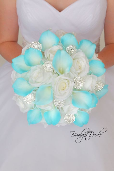 Nunavut Collection #201796 - $35 - $280 Bridal Wedding Flowers, Tiffany Blue Wedding, Beach Wedding Reception, Bride's Bouquet, Blue Wedding Bouquet, Turquoise Wedding, Calla Lilies, Beach Theme Wedding, Bride Bouquets