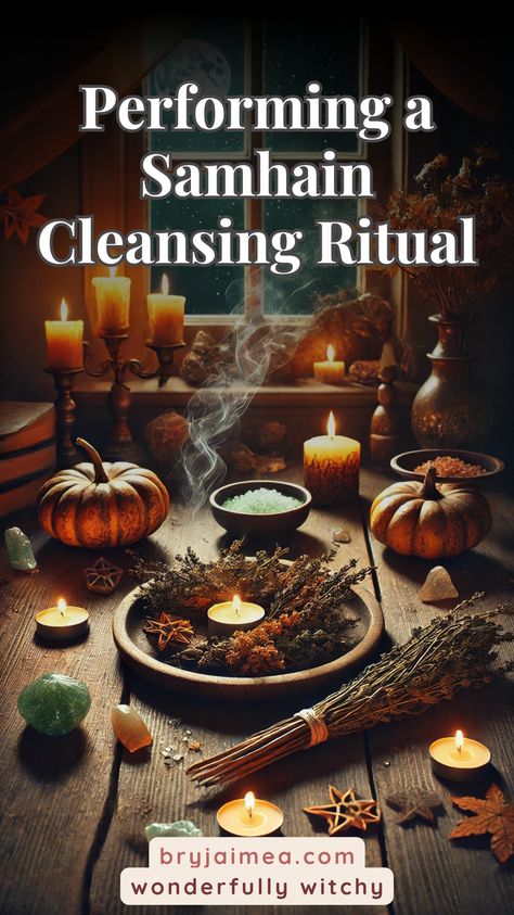 Embrace the power of Samhain with a cleansing ritual designed to clear old energies and set fresh intentions. This comprehensive guide walks you through creating a sacred space, selecting the right tools, and performing the ritual to align with the season's energies. Discover how to release what no longer serves you and welcome transformation, making your Samhain celebration both meaningful and magical. Perfect for anyone looking to start the new cycle with intention and clarity. Samhain Rituals Witchcraft, Samhain Release Ritual, New Moon Ritual Ideas, First Of Month Rituals, Beginning Of The Month Ritual, Samhain Simmer Pot, Witchy Cleaning, First Of The Month Rituals, Hygge Witch