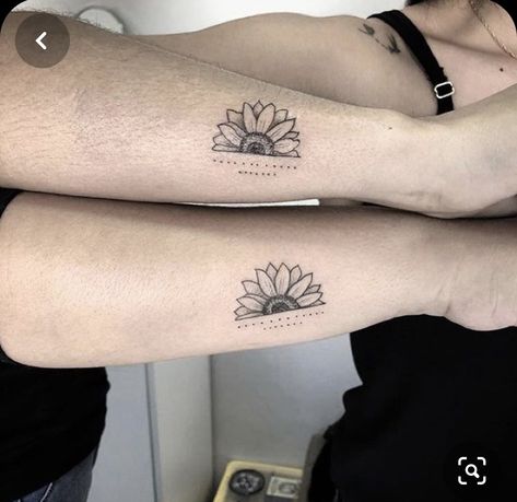 Model Tattoo, Bestie Tattoo, Matching Sister Tattoos, Inspiration Tattoos, Bff Tattoos, Парные Тату, Sunflower Tattoos, Sunflower Tattoo Design, Best Friend Tattoos