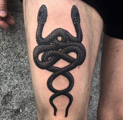 Intertwined Snakes A Snake Tattoo, Snake Tattoo Meaning, Small Wave Tattoo, Tatuagem Masculina Pequena, Snake Tattoo Design, Skeleton Hand Tattoo, Tattoo For Son, Stomach Tattoos, Head Tattoos