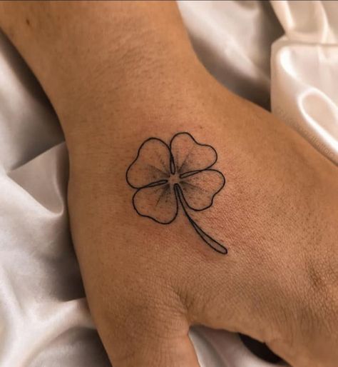 Black Shamrock Tattoo, Minimal Shamrock Tattoo, Simple Clover Tattoo, Lucky Flower Tattoo, Four Leaf Clover Tattoo For Men, Lucky Leaf Tattoo, 4 Leaf Clover Tattoo Men, 2222 Tattoo, Small Irish Tattoos