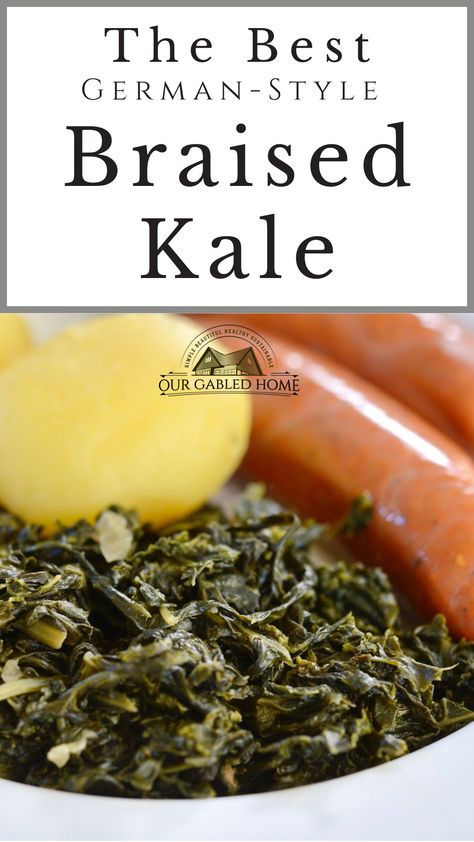 How to Make Braised Kale German-Style. You will love this delicious and hearty side dish with all your smoked or braised meats. White Pasta Sauce Recipe, Easy German Recipes, Braised Kale, Braised Greens, Kale Recipe, White Sauce Pasta, Sauteed Kale, Sauce Pasta, German Style