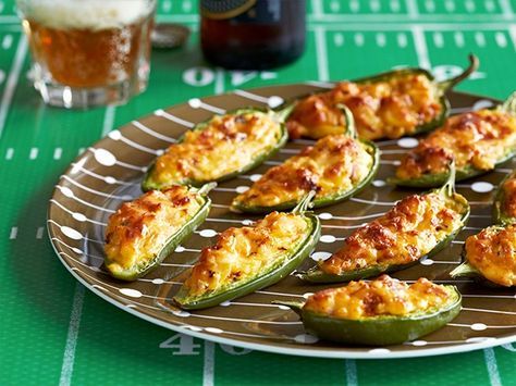 Smoked Gouda-Chorizo Jalapeno Poppers Recipe : Sunny Anderson : Food Network - FoodNetwork.com Jalapeno Poppers Recipe, Mexican Sausage, Stuffed Jalapenos, Sunny Anderson, Egg Cream, Crispy Baked Chicken Wings, Jalapeno Popper Recipes, Awesome Appetizers, Jalapeno Recipes