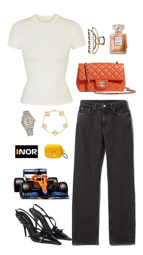 Mclaren girls 🧡 #outfitinspo #mclaren #mclarenf1 #f1 #formula1 #landonorris #oscarpiastri #f1aesthetic #f1wag #wag #papaya #orange #f1outfit Model Off Duty Outfits, College Fits, Orange Outfit, Mc Laren, Models Off Duty, Dream Shoes, Outfits Aesthetic, Papaya, Outfit Inspirations