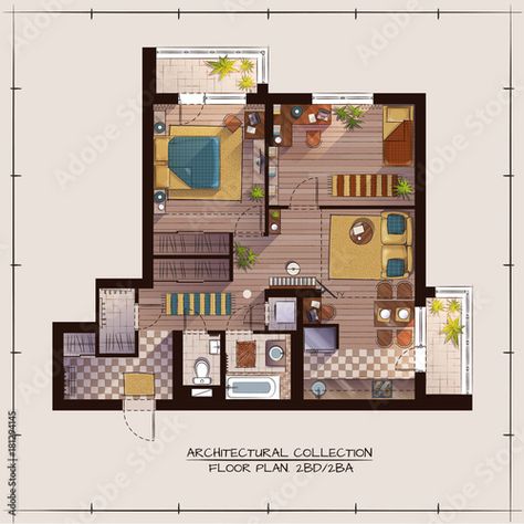 Apartment Blueprints, Small Apartment Floor Plans, Sims4 Build, Floor Plan Sketch, Interior Architecture Sketch, Bedroom Floor Plan, Phil Cho, Rendered Floor Plan, Color Floor