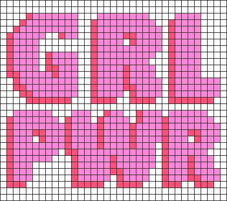 Alpha pattern #59452 variation #107367 | BraceletBook Feminist Alpha Pattern, Love Alpha Pattern, Pink Alpha Pattern, Barbie Alpha Pattern, Pixel Art Words, Girl Power Aesthetic, Pixel Pattern Design, Power Aesthetic, Crochet Grid