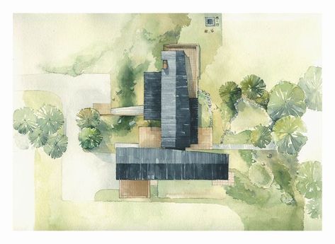 Site Plan Rendering, Architecture Site Plan, Villa Architecture, Landscape Architecture Graphics, Architecture Panel, Plans Architecture, Watercolor Architecture, Architecture Graphics, Site Plans