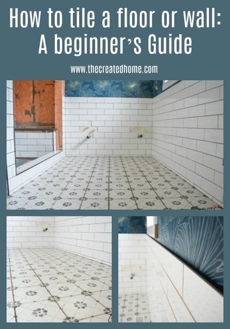 Tiling For Beginners, How To Lay Bathroom Floor Tile, Tile Bathroom Walls Ideas, How To Lay Tile Floor, How To Tile A Wall, How To Tile A Floor, Bathroom Repainting, Grouting Tile, Laundry Room Floor Ideas