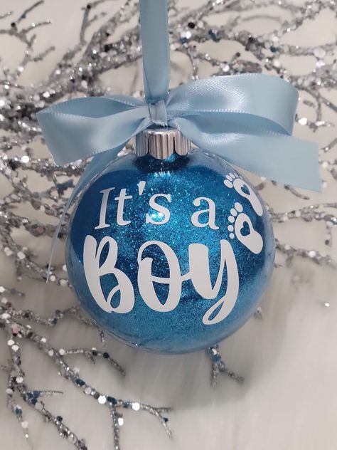 Girl Gender Announcement, Gender Reveal Ornament, Ring Cupcake Topper, Glitter Gender Reveal, Christmas Gender Reveal, Gender Announcement, Pregnancy Gender Reveal, Gender Announcements, Farmhouse Ornaments