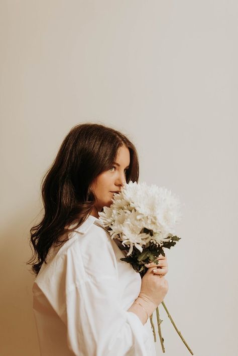 Branding Shoot, Self Portrait Poses, Holding Flowers, Portrait Poses, Self Portrait, Ruby, Branding, Photographer, Bed