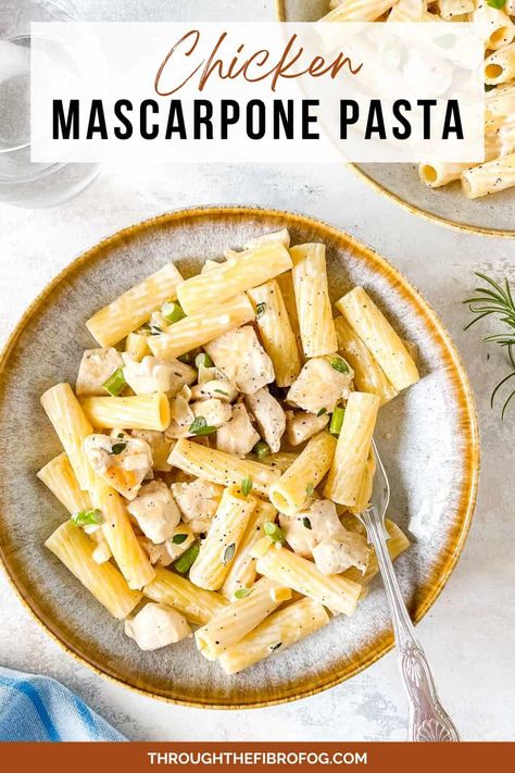 Chicken Mascarpone Pasta Food Family Dinner, Mascarpone Pasta, Cheesy Chicken Pasta, Pasta With Chicken, Green Pasta, Fibro Fog, Creamy Pasta Sauce, Easy Skillet Meals, Low Histamine