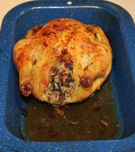 Cornish game hen stuffed with rice and chanterelles Cornish Hens Stuffed With Dressing, Cooking Cornish Hens, Game Hen Recipes, Cornish Game Hen Recipes, Mushroom Stuffing, Cornish Game Hens, Wild Mushroom Recipes, Cornish Hen Recipe, Chicken Lombardy