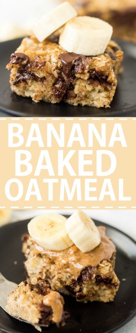 Extra Bananas, Banana Baked Oatmeal, Healthy Breakfast Recipe, Baked Oatmeal Recipes, Chocolate Chip Banana, Healthy Breakfast Recipes Easy, Baked Banana, Banana Oatmeal, Banana Chocolate Chip