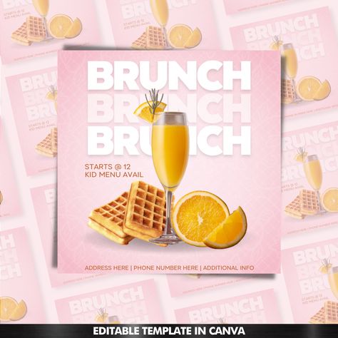 Diy Brunch, Kids Brunch, Diy Social Media, Template Social Media, Event Graphics, Social Media Flyer, Graphic Design Business, Brunch Invitations, Kids Menu