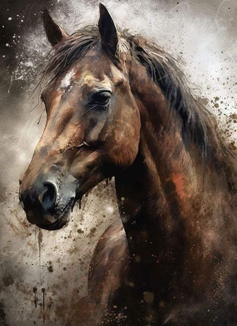 Horse Face Photography, Horse Art Painting, Colorful Horse Painting, Ocean Creatures Art, Horse Canvas Painting, Abstract Horse Painting, Horse Oil Painting, Animals Photography, Lion Painting