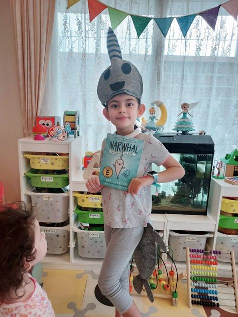 Narwhal And Jelly Costume, Diy Narwhal Costume, Narwhal Costume, Diy Costumes For Boys, Book Character Day, Book Character Costumes, Book Day Costumes, Book Character, Costume Diy