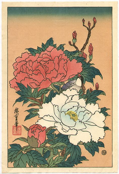 Flowers Japanese, Japanese Flower Tattoo, Japanese Art Modern, Asian Flowers, Bird Artists, Japanese Drawings, Utagawa Hiroshige, Japanese Tattoos, Japanese Flower