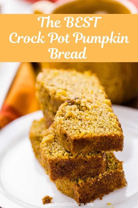 This crock pot pumpkin bread is a quick and easy recipe that is moist and delicious. #audreyslittlefarm #crockpotpumpkinbread #pumpkinbread #crockpotrecipe Cranberry Cider Recipe, Recipe For Pumpkin Bread, Crock Pot Pumpkin, Crockpot Pumpkin, Pumpkin Crockpot, Crock Pot Bread, Pumpkin Bread Easy, Delicious Christmas Desserts, Moist Pumpkin Bread