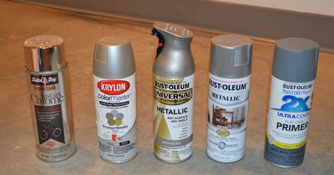 Best Silver Spray Paint, Brushed Nickel Spray Paint, Painting Hardware, Best Spray Paint, Spray Paint Projects, Silver Spray Paint, Rub N Buff, Spray Paint Colors, Basement Inspiration