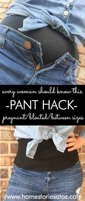 Hack Clothing, How To Make Jeans, Newly Pregnant, Diy Clothes Hacks, Cooler Look, Life Hack, Pregnancy Tips, Clothing Hacks, Household Hacks