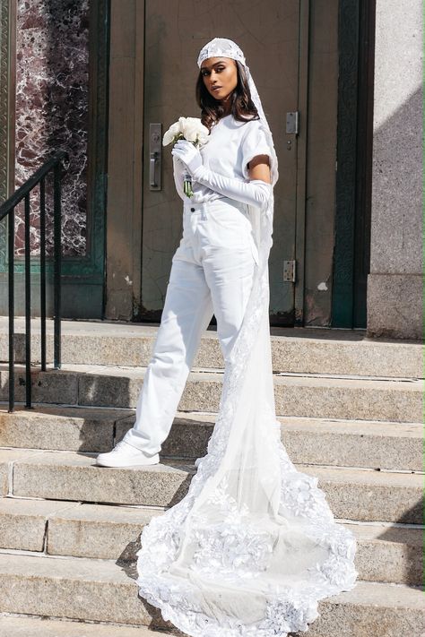 Vashtie's City Hall Wedding Outfit Hall Wedding Dress, City Hall Wedding Dress, Ethnic Hairstyles, City Hall Wedding, Wedding Veil, Black Culture, Wedding Looks, City Hall, Bridal Looks