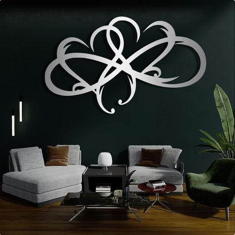 PRICES MAY VARY. Infinity Heart Metal Wall Art: Our Infinity Heart Metal Wall Art is a charming piece that easily adds a touch of modern elegance to any space. Its double infinity heart design and geometric pattern make it a versatile decoration that complements a variety of interior styles, making it a must-have for any home or office decor. Double Infinity Heart Metal Sign: Whether it's a wedding, anniversary or special occasion, our large metal wall art makes an ideal gift and will leave a la Double Infinity, Burning Wood, Wall Art For Bedroom, Large Metal Wall Art, Infinity Sign, Art For Bedroom, Sign Wall Decor, Wall Art Metal, Infinity Heart