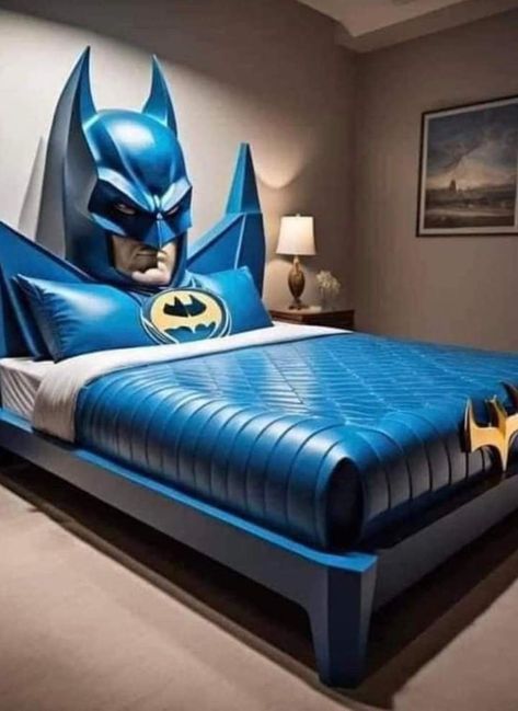 Original Beds, Modern Superhero Bedroom, Sport Cars Aesthetic, Sports Car Aesthetic, Demetrius Johnson, Batman Furniture, Batman Bed, Batman Bedroom, Separate Beds