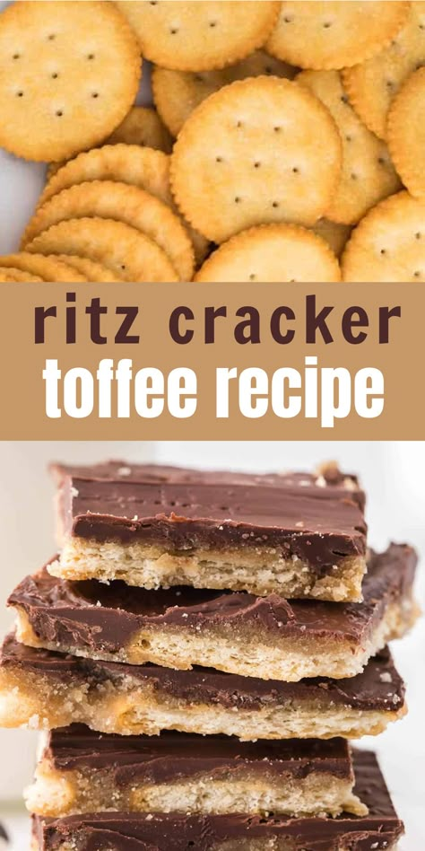 This recipe is a version of the popular holiday favorite dessert Christmas Crack but made instead with ritz crackers. A salty sweet toffee chocolate dessert that everyone will love! Ritz Cracker Toffee Recipe, Fiber Muffins, Cracker Toffee Recipe, Ritz Cracker Toffee, High Fiber Muffins, Fiber Muffin, Dessert Christmas, Toffee Chocolate, Cracker Toffee