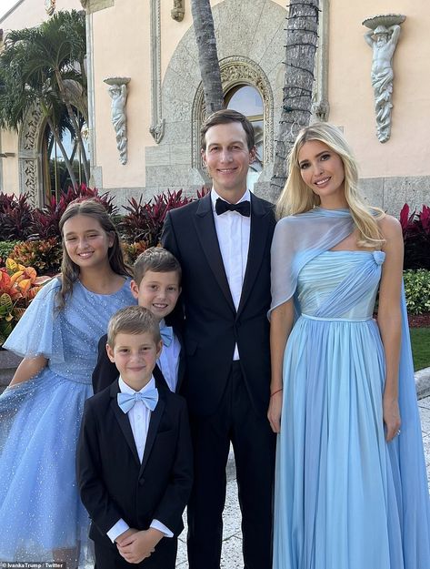 Ivanka Trump jets off to Egypt with her husband and their kids | Daily Mail Online Light Blue Gown, Blue Tulle Dress, Mob Dress, Wedding Exits, Mob Dresses, Party Outfit, Wedding Photos, Media