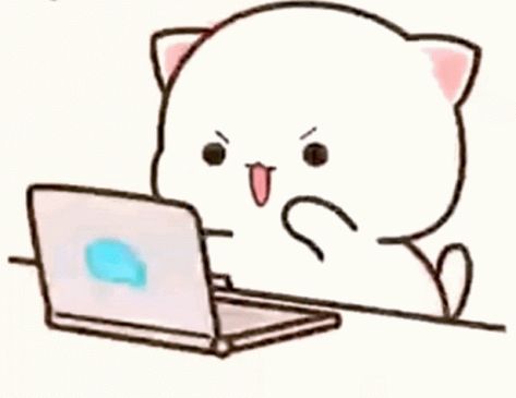 Typing Gif, Gif Kawaii, Cute Gifs, Chibi Cat, Cute Cat Illustration, Cute Bear Drawings, Cute Panda Wallpaper, Funny Cartoon Gifs, Cute Cartoon Images