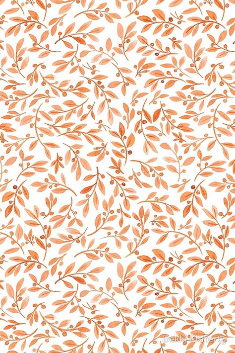 Delicate orange leaves and berries in a repeating pattern. Perfect for Fall / Autumn! • Buy this artwork on apparel, stickers, phone cases, and more. Whats Wallpaper, Orange Palette, Autumn Orange, Orange Leaves, Cute Fall Wallpaper, Iphone Wallpaper Fall, Fall Background, Phone Wallpaper Patterns, Wallpaper Free