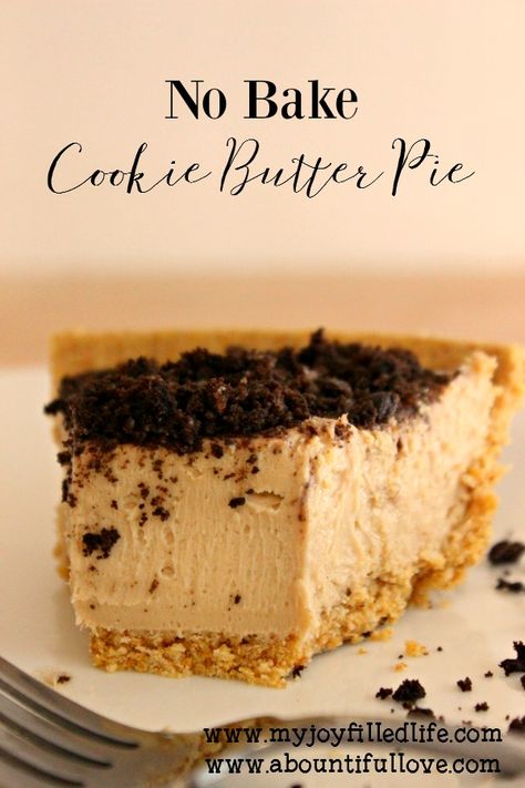 No Bake Cookie Butter Pie Cookie Butter Pie, Cookie Butter Bars, Cheesecake Pumpkin, Speculoos Cookie Butter, Holiday Pie, No Bake Cookie, Tart Cake, Biscoff Cookie Butter, Pumpkin Pecan Pie