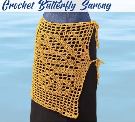 Crochet Butterfly Sarong (Free Pattern) Free Pattern Crochet, Crochet Baby Blanket Free Pattern, Beachwear Collection, Crochet Butterfly, Crochet Baby Blanket, Yarn Sizes, Butterfly Pattern, Beach Wears, Pattern Crochet